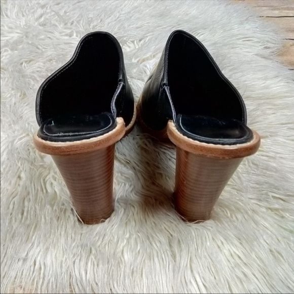 Revolve | Tibi ‘Windsor’ Black Pointed Toe Stacked Heel Smooth Leather Mules - Picture 6 of 8